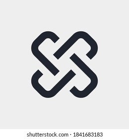 Elements of Cross Icon. Logo Template Design for Business Corporate Sign. Abstract Merged Figures on Gray Background