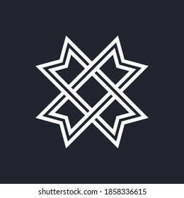 Elementos del icono cruzado. Diseño de plantillas de logotipos para empresas. Resumen de figuras combinadas aisladas en negro