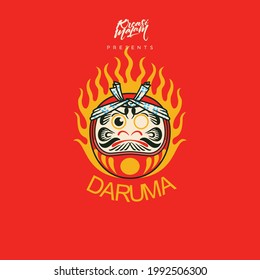 Elements daruma on fire logo template