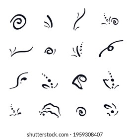 Elements for decoration natural marine style Flower wave drops scribble bubble leaves doodle ink logo sign Highlights cover icon set for social media stories Fashion print clothes greeting card poster