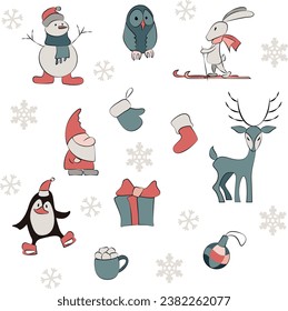 Elements for decoration for New Year's designs, winter motifs.