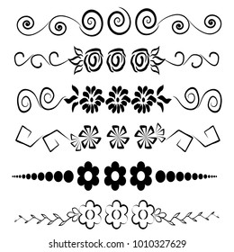 Elements of decoration, set on a white background. Floral ornament. Templates for design.
