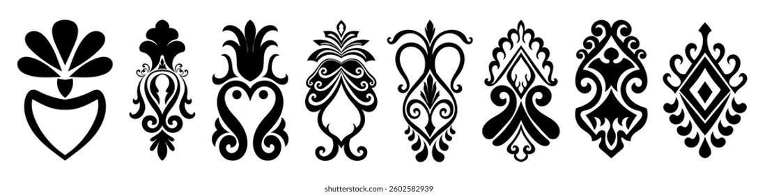 Elements for decorative patterns, cards, fabric borders, carpets