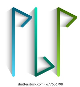 Elements design. Abstract Broken stripes on white background isolated. Curved sharp corners streak of brochure, booklet, poster. Creative art for fashionable hi-tech theme. Vector illustration eps 10