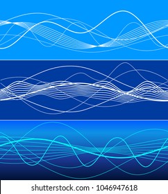 Elements design. Abstract wavy stripes overlaying blue glowing background for page brochure, poster. Creative art lines picture. Vector illustration eps 10 Freshness natural theme, Fresh Water