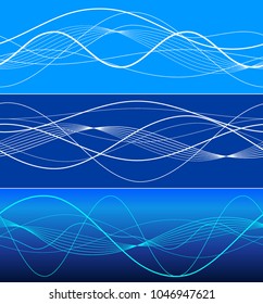 Elements design. Abstract wavy stripes overlaying blue glowing background for page brochure, poster. Creative art lines picture. Vector illustration eps 10 Freshness natural theme, Fresh Water