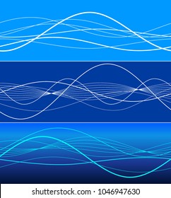 Elements design. Abstract wavy stripes overlaying blue glowing background for page brochure, poster. Creative art lines picture. Vector illustration eps 10 Freshness natural theme, Fresh Water