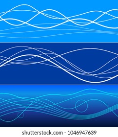 Elements design. Abstract wavy stripes overlaying blue glowing background for page brochure, poster. Creative art lines picture. Vector illustration eps 10 Freshness natural theme, Fresh Water