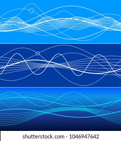 Elements design. Abstract wavy stripes overlaying blue glowing background for page brochure, poster. Creative art lines picture. Vector illustration eps 10 Freshness natural theme, Fresh Water