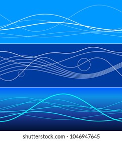 Elements design. Abstract wavy stripes overlaying blue glowing background for page brochure, poster. Creative art lines picture. Vector illustration eps 10 Freshness natural theme, Fresh Water