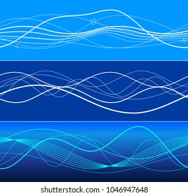 Elements design. Abstract wavy stripes overlaying blue glowing background for page brochure, poster. Creative art lines picture. Vector illustration eps 10 Freshness natural theme, Fresh Water