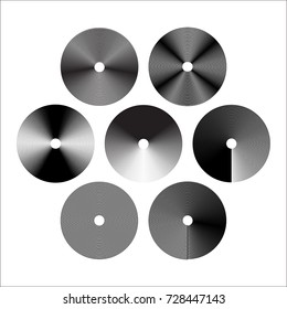 Elements of design with black and white circles that have many streak inside