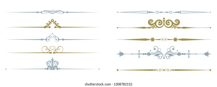 Elements for design: calligraphic lines, dividers, decorative symbols, lines of borders. vector image