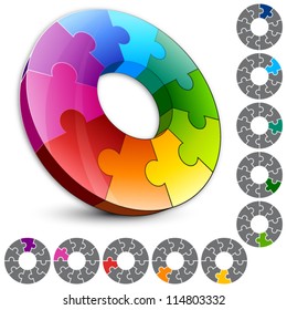 Elements design. Circle puzzle.