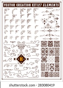 Elements for design. Corners, accents and patterns set