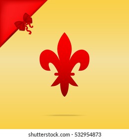 Elements for design. Cristmas design red icon on gold background.