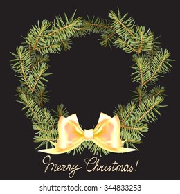 elements for design greeting card with snowflakes, fir branches, bow frame, card, isolated vector