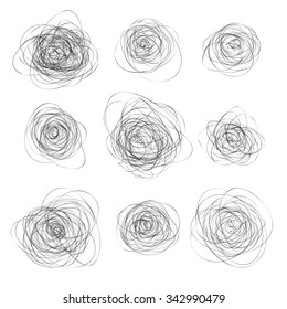 Elements for design. The line, spun in a circle. Squiggly. Vector hand-drawn.