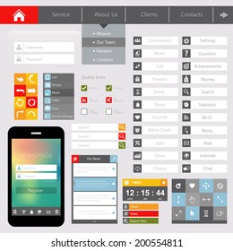 Elements design of the menu for a website. Homepage. Gui