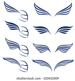 Elements of design racing wings. Illustration on white background.