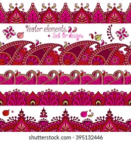 Elements for design. Vector artwork. Ethnic decorative elements. Hand drawn. Islam, Arabic, Indian, ottoman motifs.