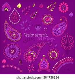 Elements for design. Vector artwork.Ethnic decorative elements. Hand drawn. Islam, Arabic, Indian, ottoman motifs.