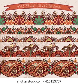 Elements for design. Vector artwork.Ethnic decorative elements. Hand drawn. Islam, Arabic, Indian, ottoman motifs.