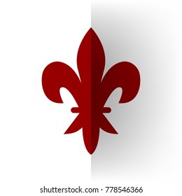 Elements for design. Vector. Bordo icon on white bending paper background.