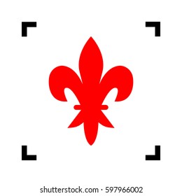 Elements for design. Vector. Red icon inside black focus corners on white background. Isolated.
