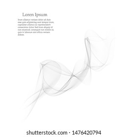 Elements of design. A wave of many gray lines. Abstract wavy stripes on a white background isolated. Creative art.