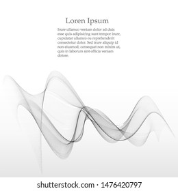 Elements of design. A wave of many gray lines. Abstract wavy stripes on a white background isolated. Creative art.