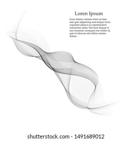 Elements of design. A wave of many gray lines. Abstract wavy stripes on a white background isolated. Creative art.