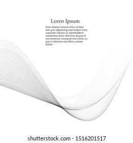 Elements of design. A wave of many gray lines. Abstract wavy stripes on a white background isolated. Creative art.