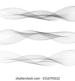 Elements of design. A wave of many gray lines. Abstract wavy stripes on a white background isolated. Creative art.