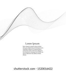 Elements of design. A wave of many gray lines. Abstract wavy stripes on a white background isolated. Creative art.