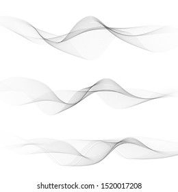 Elements of design. A wave of many gray lines. Abstract wavy stripes on a white background isolated. Creative art.