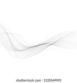 Elements of design. A wave of many gray lines. Abstract wavy stripes on a white background isolated. Creative art.