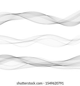 Elements of design. A wave of many gray lines. Abstract wavy stripes on a white background isolated. Creative art.