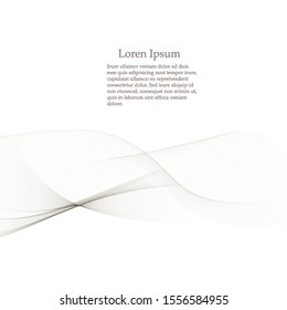 Elements of design. A wave of many gray lines. Abstract wavy stripes on a white background isolated. Creative art.