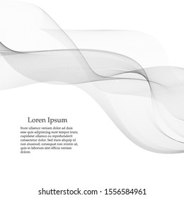 Elements of design. A wave of many gray lines. Abstract wavy stripes on a white background isolated. Creative art.