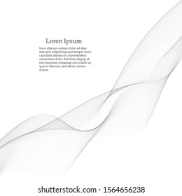 Elements of design. A wave of many gray lines. Abstract wavy stripes on a white background isolated. Creative art.