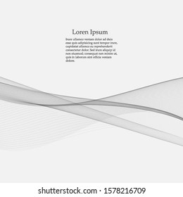 Elements of design. A wave of many gray lines. Abstract wavy stripes on a white background isolated. Creative art.