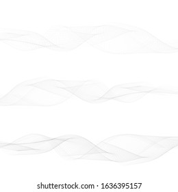 Elements of design. A wave of many gray lines. Abstract wavy stripes on a white background isolated. Creative art.