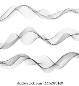 Elements of design. A wave of many gray lines. Abstract wavy stripes on a white background isolated. Creative art.