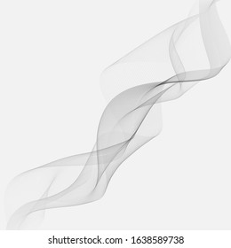 Elements of design. A wave of many gray lines. Abstract wavy stripes on a white background isolated. Creative art.