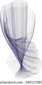 Elements of design. A wave of many gray lines. Abstract wavy stripes on a white background isolated. Creative art.