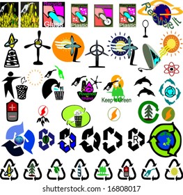 Elements for designing graphic art in renewable energy and sings in recycle.