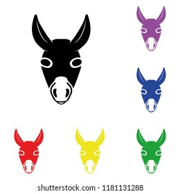 Elements of donkey in multi colored icons. Premium quality graphic design icon. Simple icon for websites, web design, mobile app, info graphics on white background