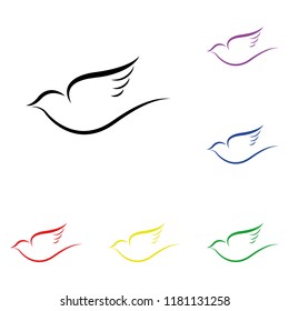 Elements of dove in multi colored icons. Premium quality graphic design icon. Simple icon for websites, web design, mobile app, info graphics on white background