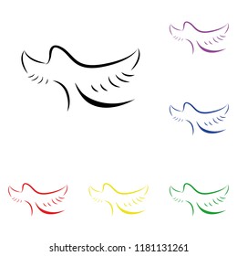 Elements of dove in multi colored icons. Premium quality graphic design icon. Simple icon for websites, web design, mobile app, info graphics on white background